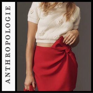 NWT Anthropologie MaeveTwist Bow Red Mini Skirt